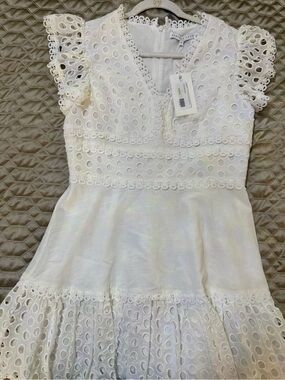 ENDLESS ROSE NWT White Eyelet Lace-Trim MINI Dress